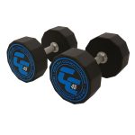 Your logo on top of the line 10 or 12 sided urethane dumbbells