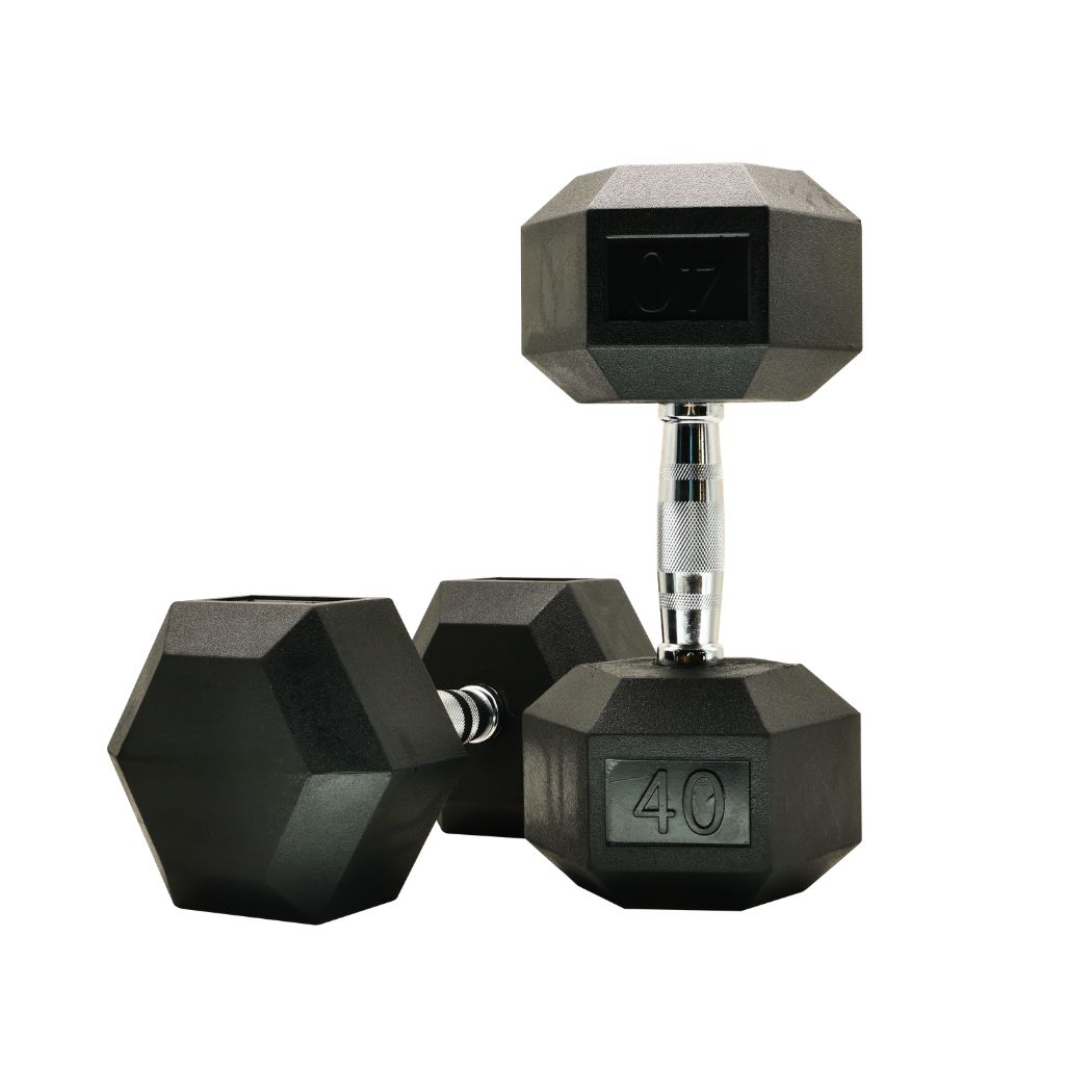 RawX Rubber Hex Rubber Hex Dumbbells