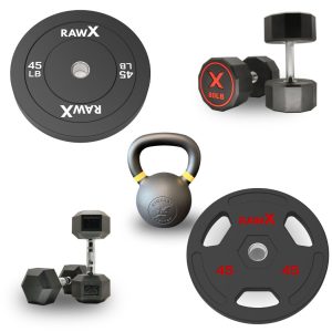 Plates, Bars, Dumbbells, Kettlebells